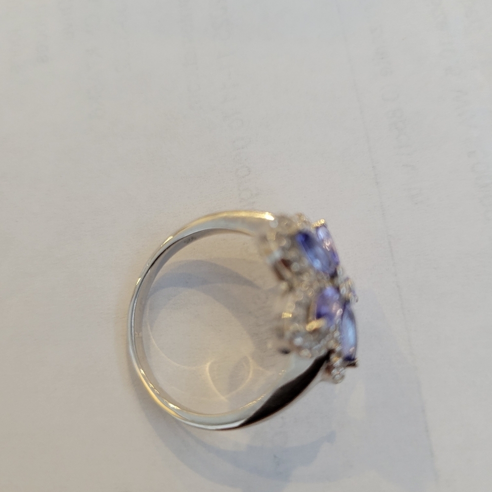 Tanzanite & Sapphire 5 Prong Set Marquise Cut Natural Tansanites SS Appraisal - Picture 6 of 7